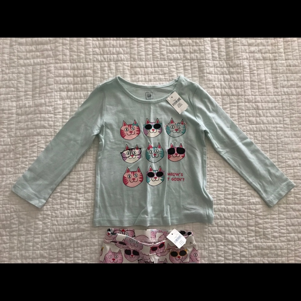 NWT Gap girls 2T Long sleeve shirt and legging set